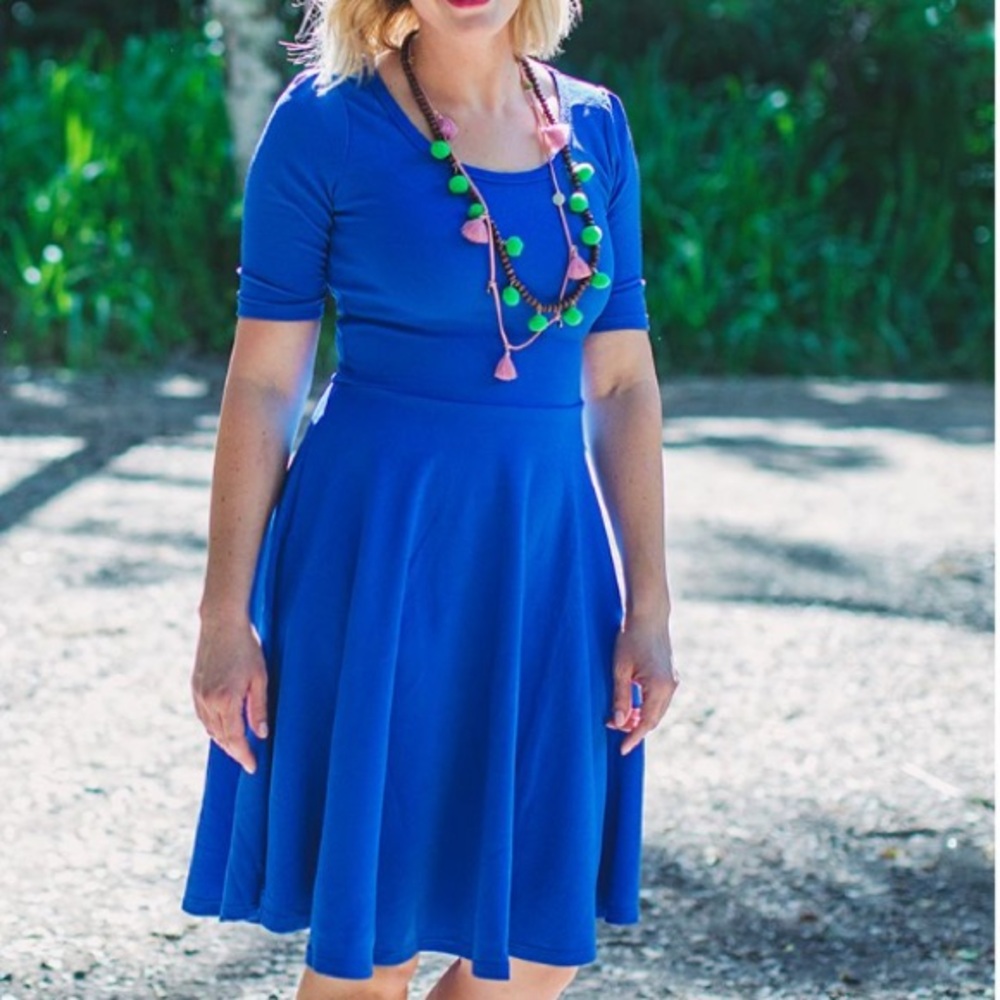LuLaRoe Nicole Solid Blue Dress sz XXS NEW